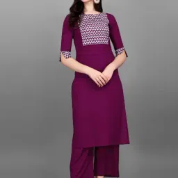 Satrani Purple Printed Straight Kurta-picture-26