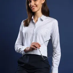 Hancock White-Blue Cotton Striped Shirt-picture-36