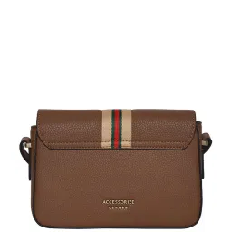 Accessorize London Tan Solid Medium Sling Handbag image 3