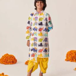 Pspeaches Boys Multicolor Regular Fit Printed Kurta Set-picture-46