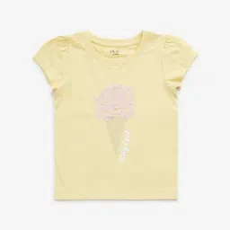 HOP Kids by Westside Yellow Ice-Cream Design Cotton T-Shirt-image-28