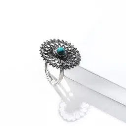 AVNI by GIVA 92.5 Sterling Silver Turquoise Chakra Ring for Women-image-61