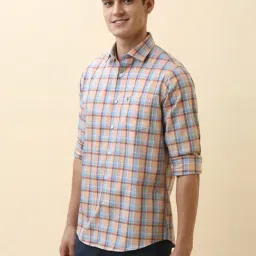 Allen Solly Peach Slim Fit Checks Shirt image 3