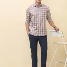 Allen Solly Peach Slim Fit Checks Shirt image 5