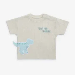 HOP Baby by Westside Beige Waffle-Textured Cotton T-Shirt-image-72