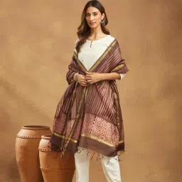 Fabindia Purple Cotton Silk Blend Tie & Dye Dupatta-picture-21