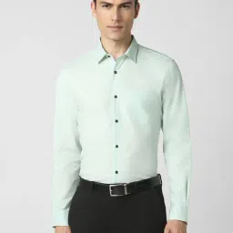 Peter England Green Cotton Slim Fit Texture Shirt-picture-21