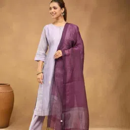 Fabindia Women Wine Woven Design Linen Blend Dupatta-picture-33