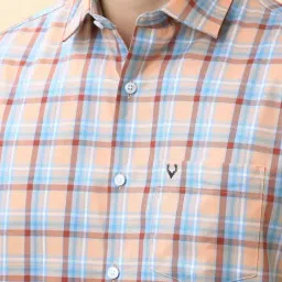 Allen Solly Peach Slim Fit Checks Shirt image 4