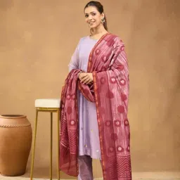 Fabindia Women Red Tie & Dye Cotton Silk Blend Dupatta-image-75