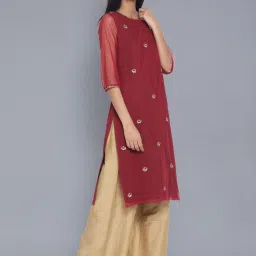 W Red Straight Kurta image 5