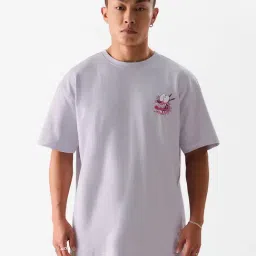 The Souled Store Courage: Mondays! Lavender Loose Fit Printed Oversized Crew T-Shirt-image-66