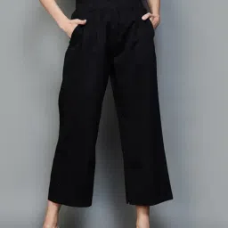 Colour Me by Melange Black Cotton Flared Pants-image-29