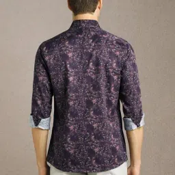 Louis Philippe Purple Cotton Slim Fit Printed Shirt image 2