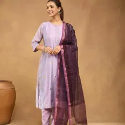 Fabindia Women Purple Woven Design Cotton Silk Blend Dupatta-image-13