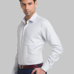 Raymond Blue Cotton Regular Fit Self Pattern Shirt image 3