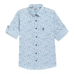 Cantabil Kids Blue Cotton Printed Full Sleeves Shirt-picture-36