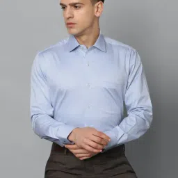 Luxure By Louis Philippe Blue Cotton Regular Fit Self Pattern Shirt-picture-37