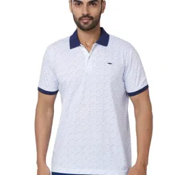 Park Avenue Medium Petrol Slim Fit Printed Polo T-Shirt-image-65