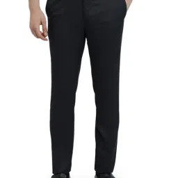 Raymond Dark Blue Solid Regular Fit Trousers-picture-14