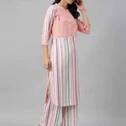 W Peach Striped Straight Kurta image 5
