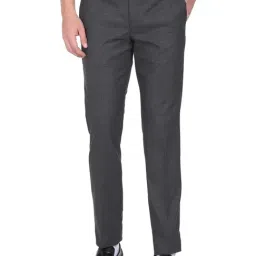 Arrow Dark Grey Regular Fit Checks Trousers-picture-29