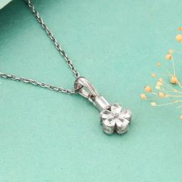 GIVA 92.5 Sterling Silver Enchanted Floral Pendant With Link Chain-picture-6