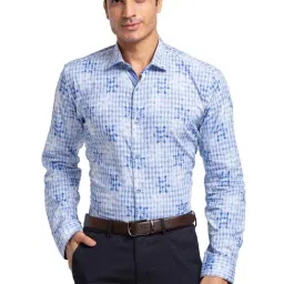 Park Avenue Blue Cotton Slim Fit Printed Shirt-picture-20