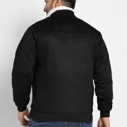 Instafab Plus Onyx Black Fleece Lined Plus Size Biker Jacket image 2