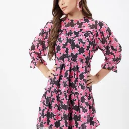 Kibo Black Georgette Print Mini Dress-picture-19