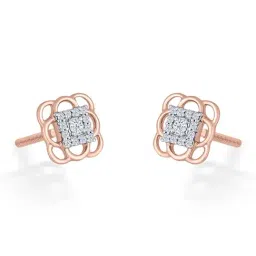 P.N.Gadgil Jewellers Square Statement 18kt Rose Gold & Diamond Stud Earring For Woman-image-42