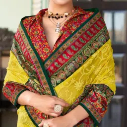 Elora Yellow Ethnic Motifs Saree With Unstitched Blouse-image-4