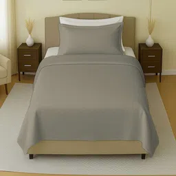 MAYFAIR HOMES LONDON Grey 144 TC Single Bedsheet with 1 Pillow Covers image 4