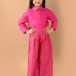 LilPicks Kids Magenta Printed Full Sleeves Shirt With Plazzos-picture-17