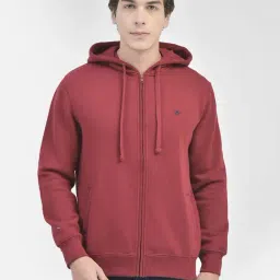Crimsoune Club Maroon Slim Fit Hooded Sweatshirt-image-53