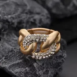 Lila Gold-Plated Stone-Studded Adjustable Finger Ring-picture-12