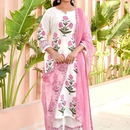 GoSriKi Women Floral Printed Regular Kurta with Palazzos & With Dupatta-picture-18