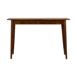 Artisan Furniture Chestnut Nordic Style Brown Wood Writing Desk with 2 Drawers image 2