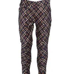 Peppermint Kids Navy & Beige Plaid Jeggings-picture-25