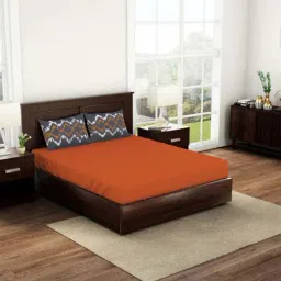 Spaces Geostance Printed Red Cotton Double Bed Sheet with 2 Pillow Covers-image-23