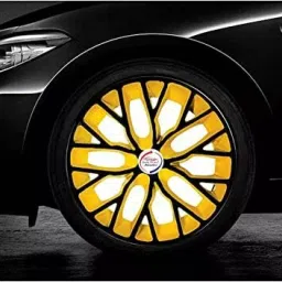 Auto Pearl BY46 R14 r 35.56 cm (14 Inch) ess Type Wheel Hubcap with Retention Ring Glossy Black Yellow Wheel Cover for Maruti Swift AMT ZXI Petrol (Set of 4) image 4