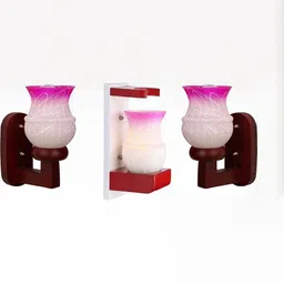 SOMIL White & Pink 3 Pieces Printed Bell Shaped Wooden Wall & Ceiling Lamps-picture-16