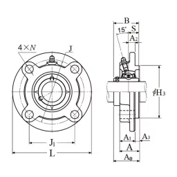 KOYO Flange Mounted Bearing, Inner Dia 90 mm, Length 260 mm, Width 104 mm, UCFCX18 image 2