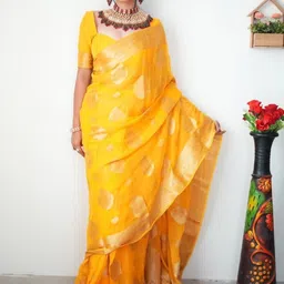 YAMUNE Woven Design Zari Art Silk Handloom Banarasi Saree image 2