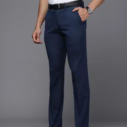 Louis Philippe Men Navy Blue Super Slim Fit Trousers image 2