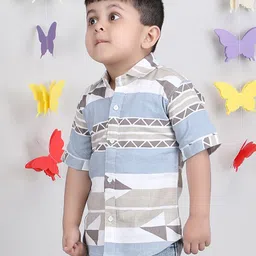 Polka Tots Half Sleeves Abstract Printed Shirt - Blue-picture-26