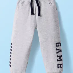 Babyhug Terry Knit Full Length Lounge Pants With Game Text Print -Grey-picture-18
