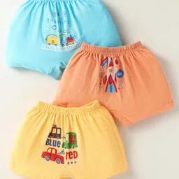Bodycare Cotton Knit Boxers With Text Print Pack Of 3 - Light Blue Orange & Yellow-picture-14
