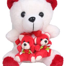 Tickles Cute Teddy Sitting with Two Babies Soft Stuffed Plush Toy for Kids Boys & Girls Birthday Gift (Size: Length 20 cm Color: White)-picture-22