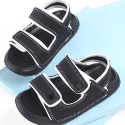 KIDLINGSS Solid Double Velcro Closure Sandals - Black-picture-18